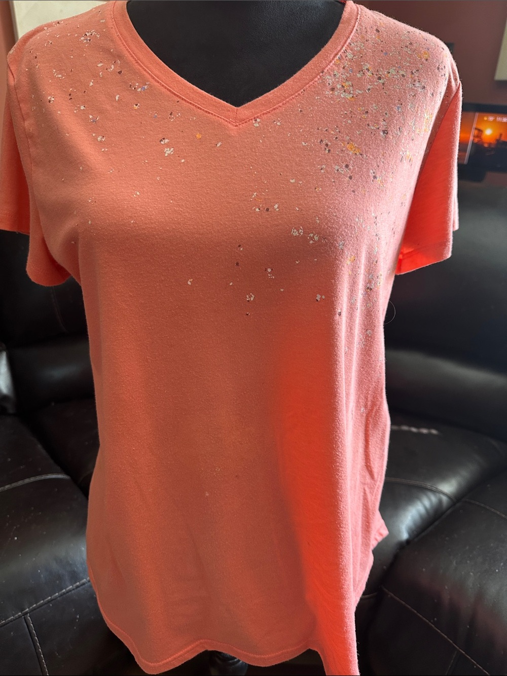 tek gear Coral V-Neck Short Sleeve Tee with Metallic Speckle